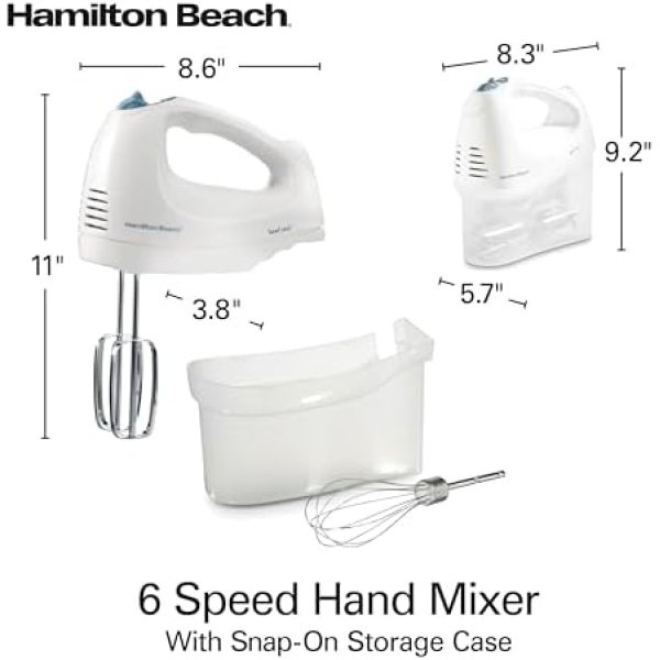 Hamilton Beach 6-Speed Electric Hand Mixer with Whisk, Traditional Beaters - Image 8
