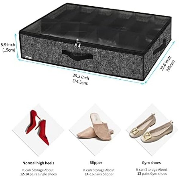 Onlyeasy Sturdy Under Bed Shoe Storage Organizer, Set of 2, Fit 12 to 24 Pairs - Image 2