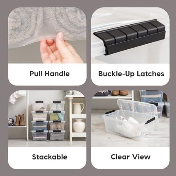 IRIS USA 13 Qt Stackable Plastic Storage Bins with Lids, 6 Pack - BPA-Free - Image 4