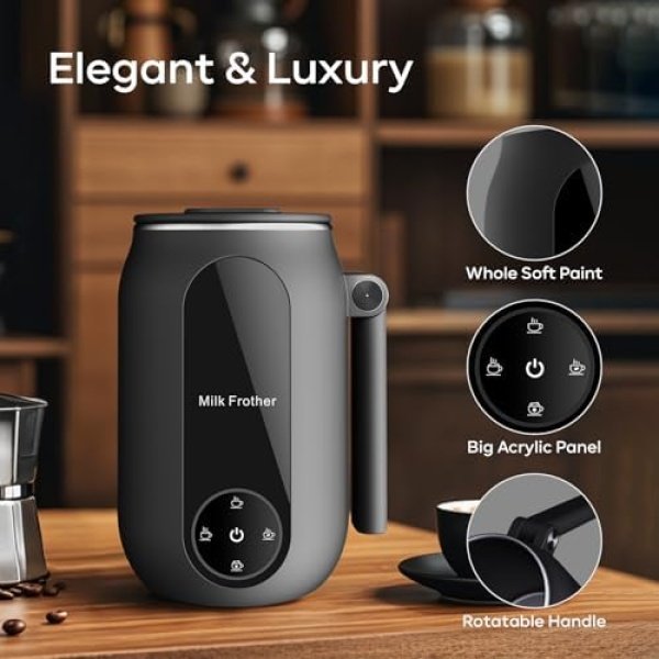 Portable 4-in-1 Milk Frother and Steamer with Foldable Handle, 8.5oz/250ml Hot & - Image 2