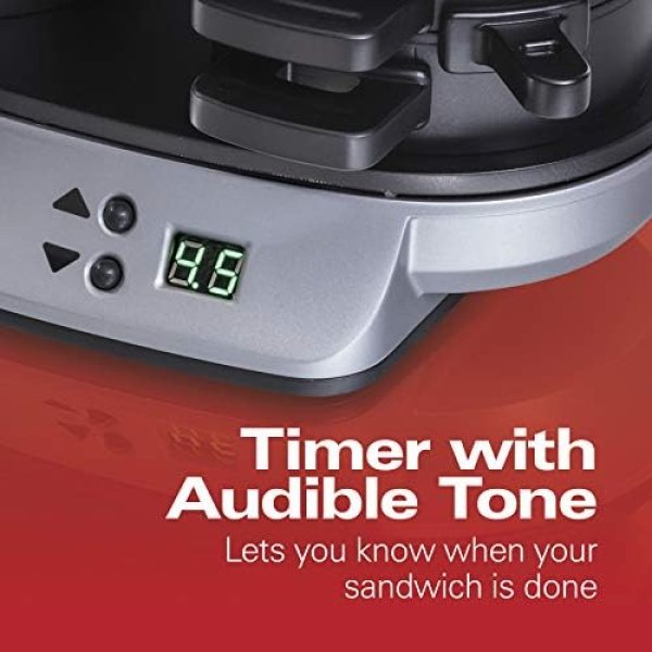 Hamilton Beach Dual Breakfast Sandwich Maker with Timer, Silver (25490A) - Image 8