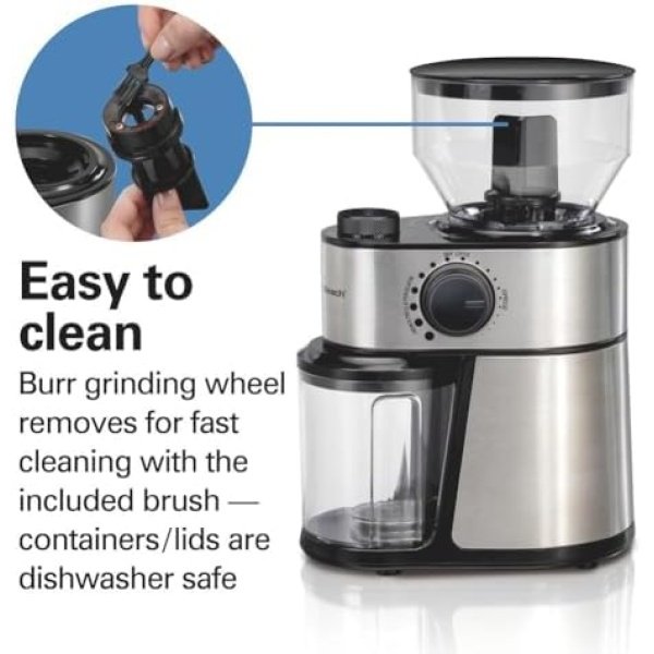 Hamilton Beach Electric Burr Coffee Grinder with Large 16oz Hopper & 18 Settings - Image 5