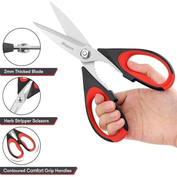 iBayam Kitchen Scissors All Purpose Heavy Duty, Kitchen Utensils Set, Stainless - Image 4