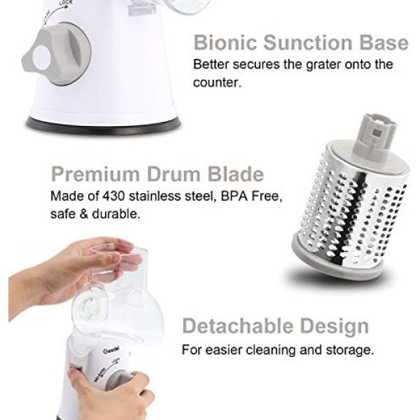 Geedel Rotary Cheese Grater, Kitchen Mandoline Vegetable Slicer - Image 6