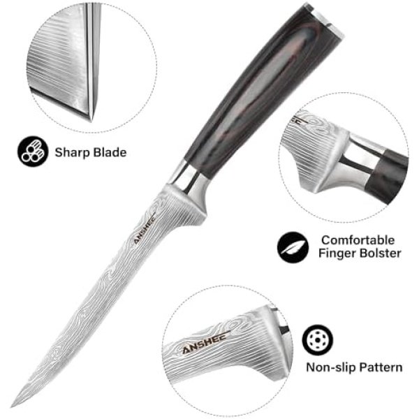 6 Inch Boning Knife Sharp Fillet Knife High Carbon Stainless Steel Deboning - Image 4