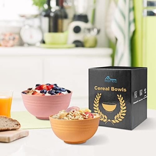 HOTEC Unbreakable Wheat Straw Cereal Bowls - Microwave & Dishwasher Safe Soup - Image 7