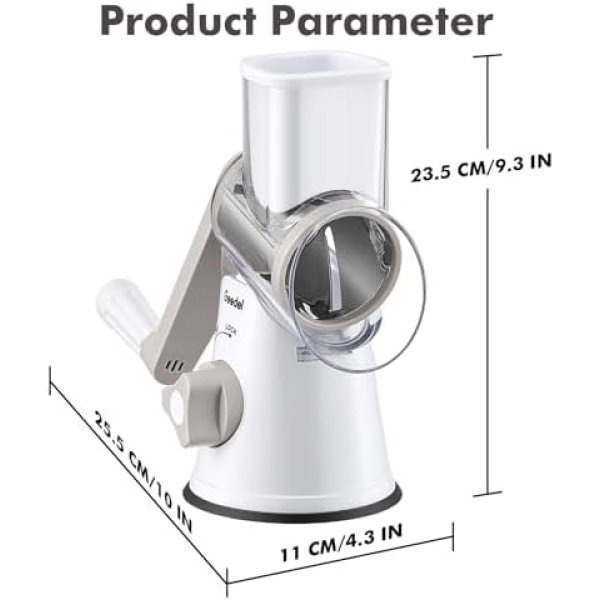 Geedel Rotary Cheese Grater, Kitchen Mandoline Vegetable Slicer - Image 9