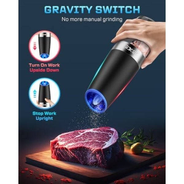 XinXu Gravity Automatic Electric Pepper and Salt Grinder, Auto Salt or Pepper - Image 3