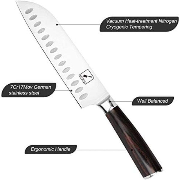 imarku Chef Knife 7 Inch Kitchen Knife Ultra Sharp Santoku Knife - Image 2