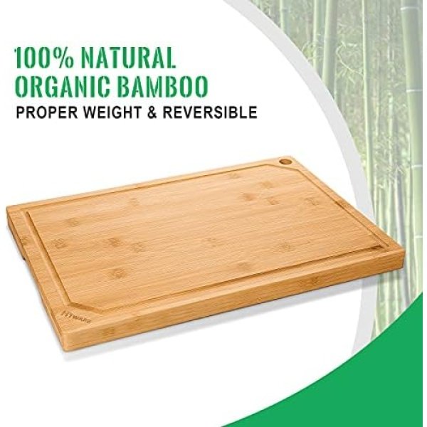 Hiware Extra Large Bamboo Cutting Board for Kitchen, Heavy Duty Wood Cutting - Image 3