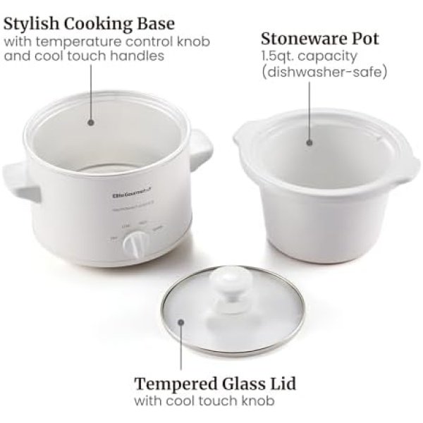 Elite Gourmet MST-250XW Electric Slow Cooker Ceramic Pot Adjustable Temp - Image 6