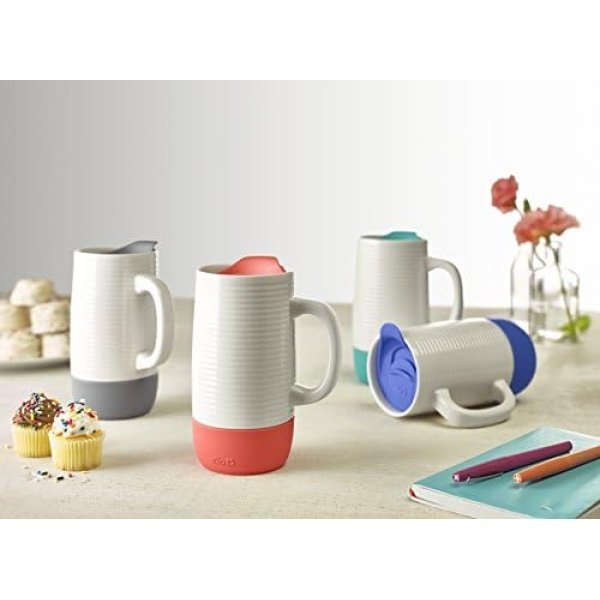 Ello Jane 18oz Ceramic Travel Mug with Handle, Splash-Resistant Slider Lid - Image 5