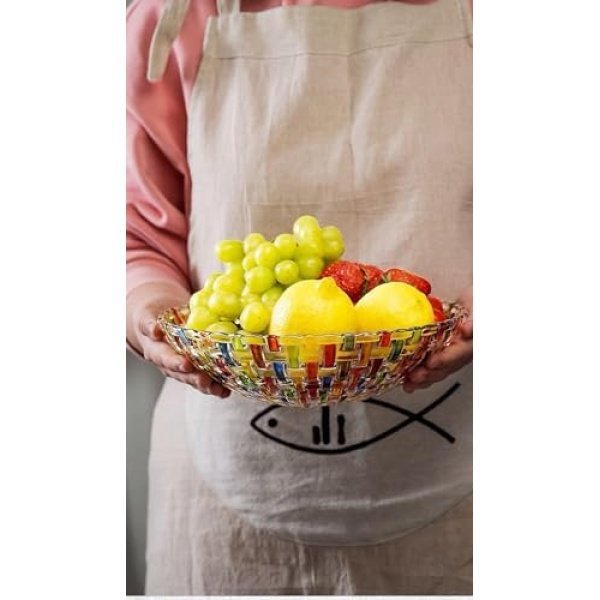 Hand Painted Colorful Woven Glass Crystal Salad & Fruit Bowl - Image 9