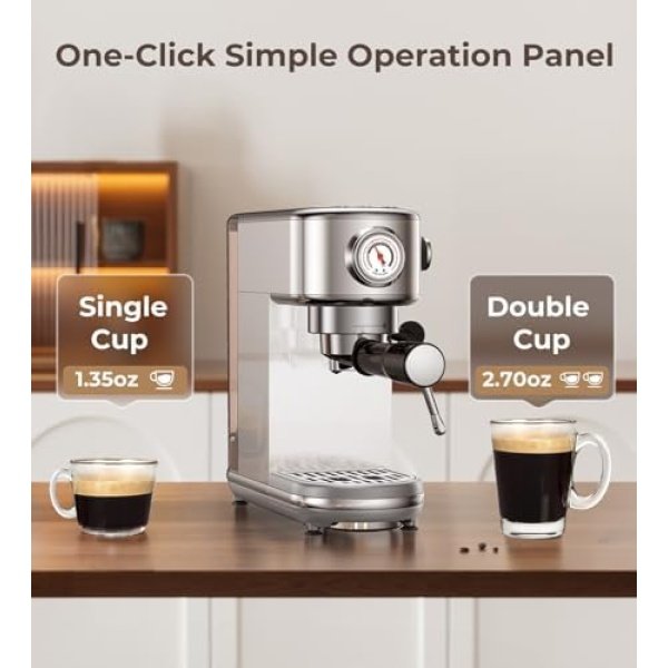 Espresso Machine with Milk Frother, 20 Bar High Pressure Professional Espresso - Image 3