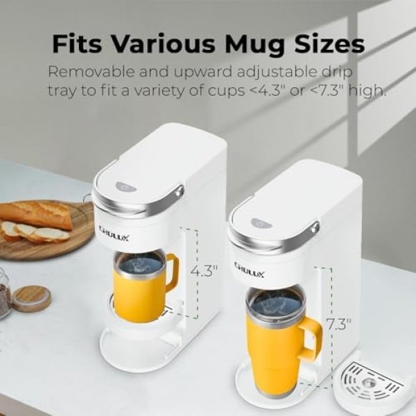 CHULUX Slim Single Serve Coffee Maker for K Cup Pods, One Cup Coffee Maker Fits - Image 2