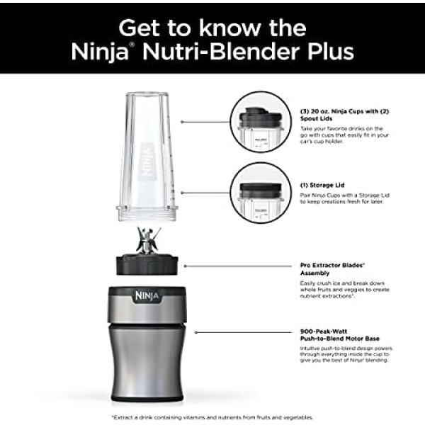 Ninja BN301 Nutri-Blender Plus Compact Personal Blender, 900-Peak-Watt Motor - Image 9