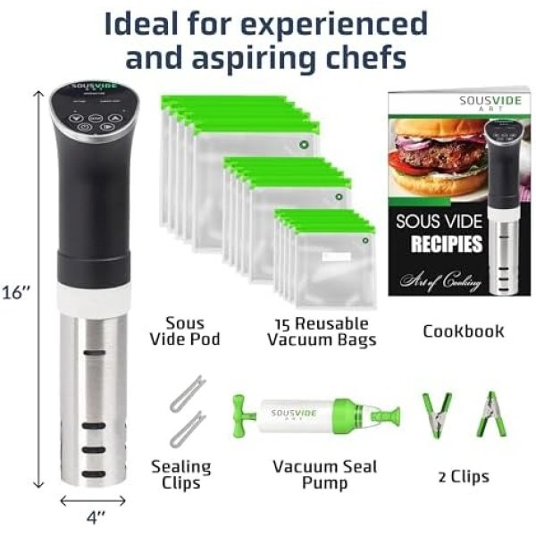 SOUSVIDE ART Sous Vide Cooker Kit - 1000W Immersion Circulator - Image 3