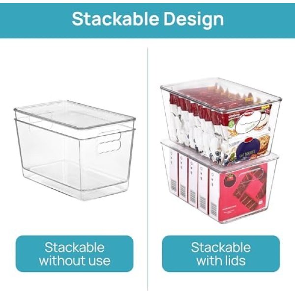 Vtopmart 6 Pack Clear Stackable Storage Bins with Lids, Large Plastic Containers - Image 3