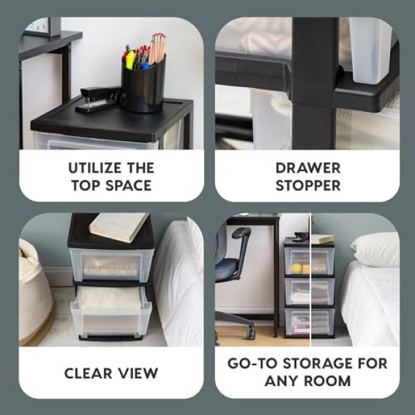 IRIS USA Plastic Drawer Storage Organizer, 3-Drawers, 2-Pack, for Classroom Art - Image 4