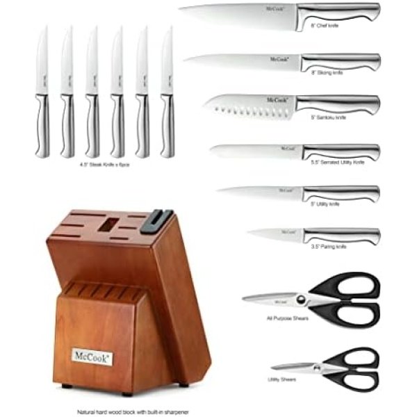 McCook® Knife Sets, German Stainless Steel Kitchen Knife Block Sets - Image 2