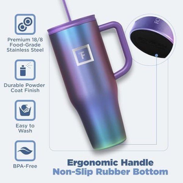 IRON °FLASK Co-Pilot Insulated Mug w/Straw & Flip Cap Lids - Image 5