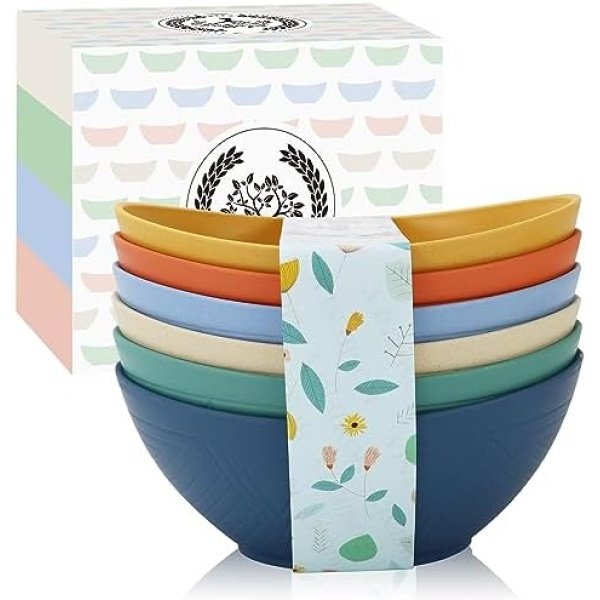 Homienly 60oz Wheat Straw Bowls Set of 6 Salad bowls Large Capacity Popcorn - Image 8