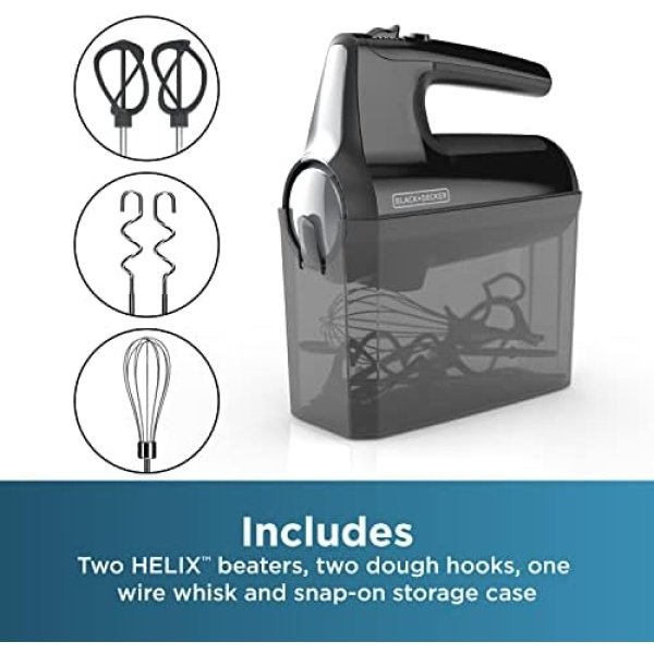 BLACK+DECKER 5 Speed Electric Hand Held Mixer, HELIX beaters, Whisk - Image 6