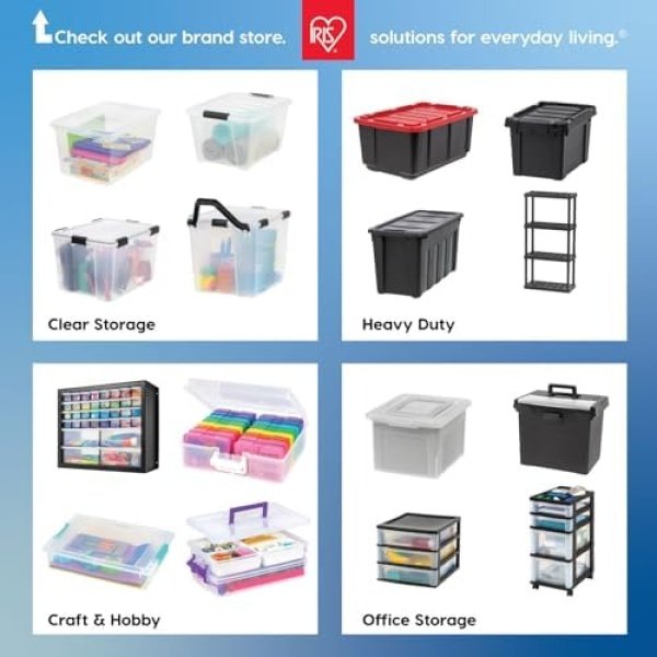 IRIS USA 13 Qt Stackable Plastic Storage Bins with Lids, 6 Pack - BPA-Free - Image 2