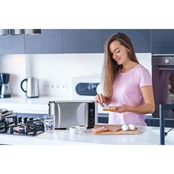 Elite Gourmet ECT-3100 Long Slot 4 Slice Toaster, Reheat, 6 Toast Settings - Image 8