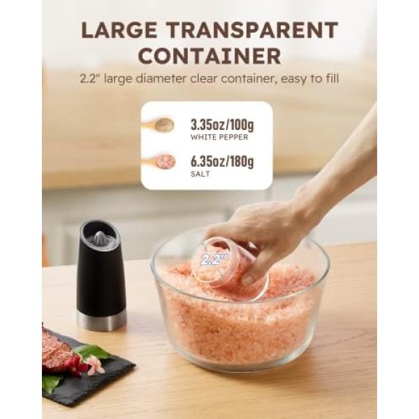 Sangcon Gravity Electric Salt and Pepper Grinder Set Automatic Shakers Mill - Image 5