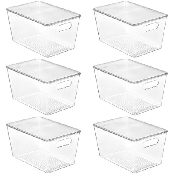 Vtopmart 6 Pack Clear Stackable Storage Bins with Lids, Large Plastic Containers