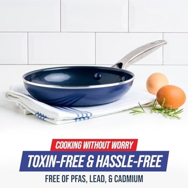 Blue Diamond Frying Pan 8” Skillet, Diamond Infused Healthy Ceramic Nonstick - Image 5