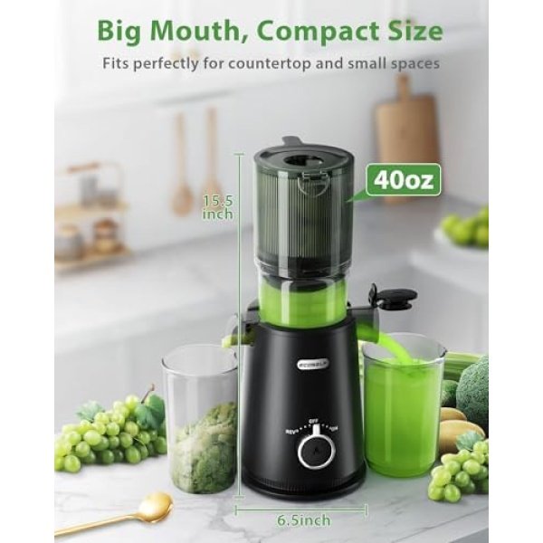 Juicer Machines, ECOSELF Cold Press Juicer with 4.35" Large Feed Chute Fit Whole - Image 5