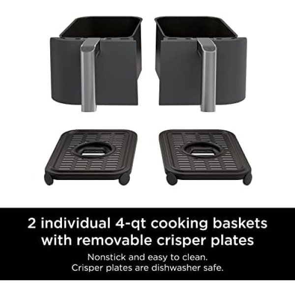 Ninja DZ201 Foodi 8 Quart 6-in-1 DualZone 2-Basket Air Fryer with 2 Independent - Image 9