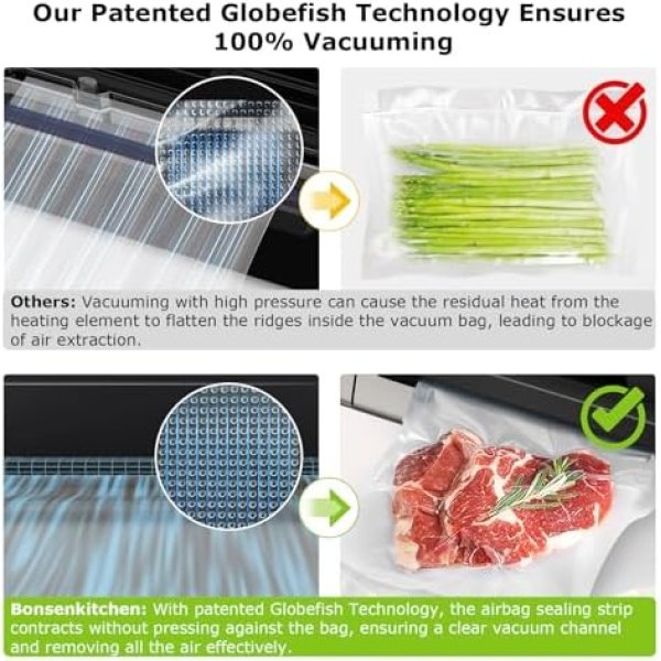 Bonsenkitchen Vacuum Sealer Machine, Globefish Technology for Perfect Vacuum - Image 5