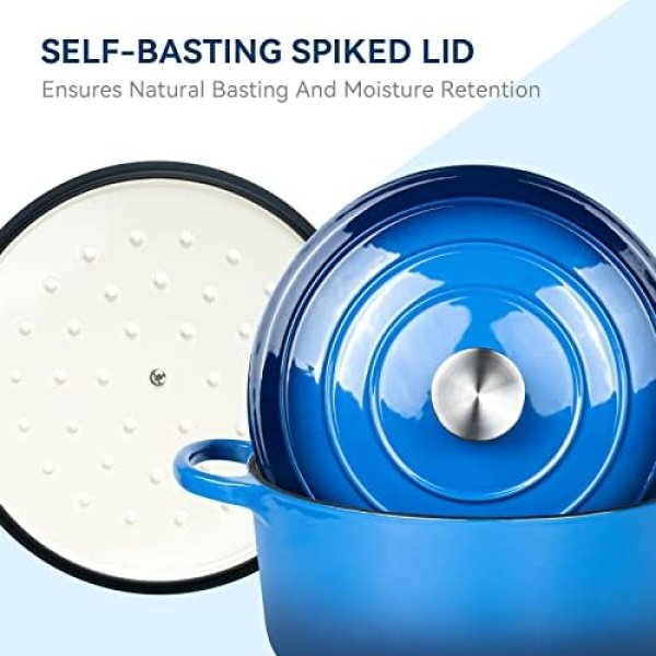 Miereirl 6 QT Enameled Dutch Oven Pot with Lid, Cast Iron Dutch Oven with Dual - Image 5