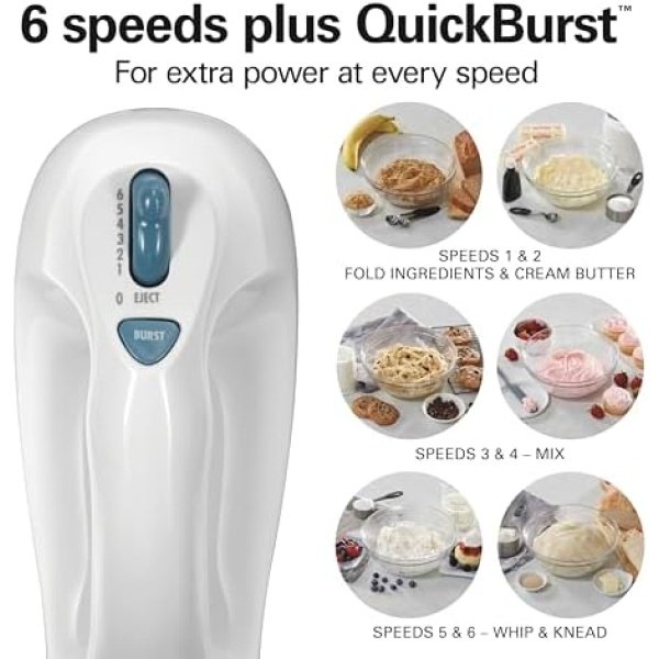 Hamilton Beach 6-Speed Electric Hand Mixer with Whisk, Traditional Beaters - Image 3