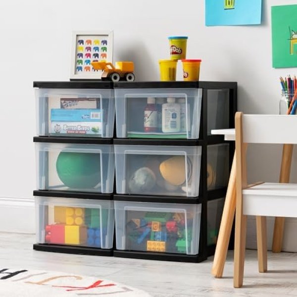 IRIS USA Plastic Drawer Storage Organizer, 3-Drawers, 2-Pack, for Classroom Art - Image 2
