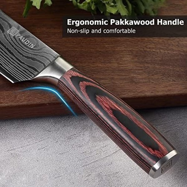 PAUDIN Chef Knife, 8 Inch High Carbon Stainless Steel Sharp Kitchen Knife - Image 4