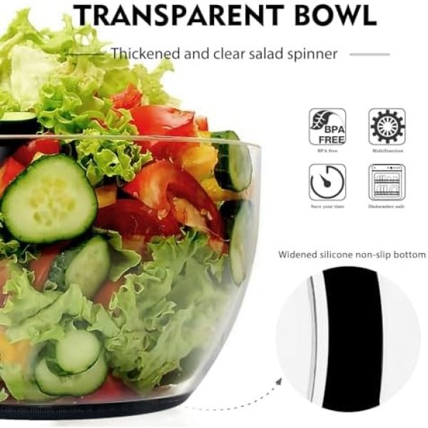 Ourokhome Salad Spinner Lettuce Dryer, One-handed Easy Press Large Vegetable - Image 4