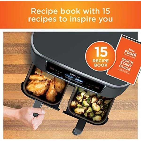 Ninja DZ201 Foodi 8 Quart 6-in-1 DualZone 2-Basket Air Fryer with 2 Independent - Image 14