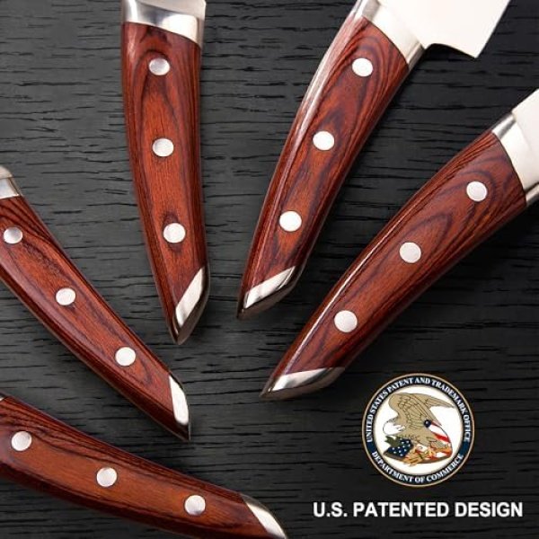 Brewin CHEFILOSOPHI Japanese Chef Knife Set 5 PCS with Elegant Red Pakkawood - Image 2