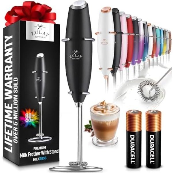 Zulay Kitchen Powerful Milk Frother Wand With 2 Duracell Batteries - Ultra Fast