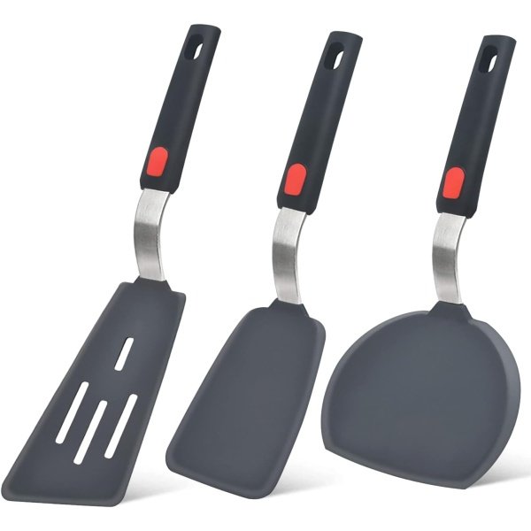 Silicone Spatula Turner Set of 3, Beijiyi 600°F Heat Resistant Cooking Spatulas