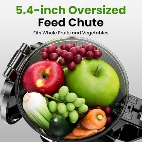 Cold Press Juicer, Amumu Slow Masticating Machines with 5.4" Extra Large Feed - Image 2