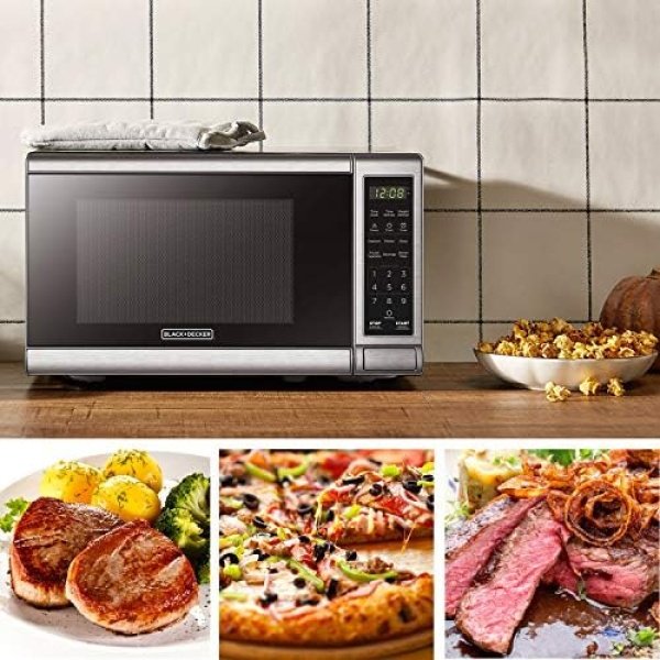 BLACK+DECKER EM720CB7 Digital Microwave Oven with Turntable Push-Button Door - Image 4