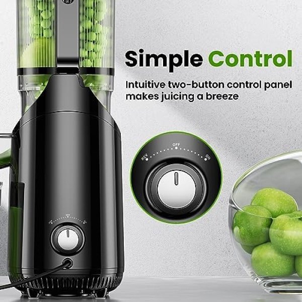 Cold Press Juicer, Amumu Slow Masticating Machines with 5.4" Extra Large Feed - Image 4