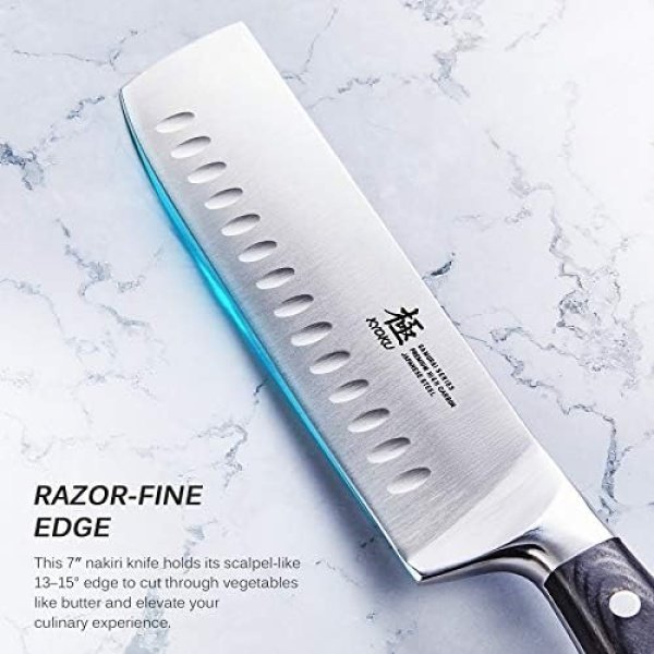 KYOKU Samurai Series - Nakiri Japanese Vegetable Knife 7" - Full Tang - Japanese - Image 3