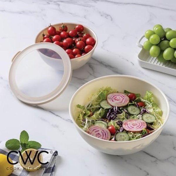 COOK WITH COLOR Mixing Bowls with TPR Lids - 12 Piece Plastic Nesting Bowls Set - Image 4