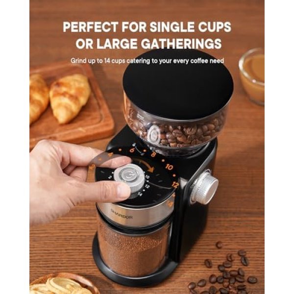 SHARDOR Electric Burr Coffee Grinder 2.0, Adjustable Burr Mill - Image 4
